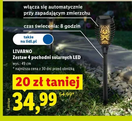 Zestaw 4 pochodni solarnych LED Livarno promocja w Lidl