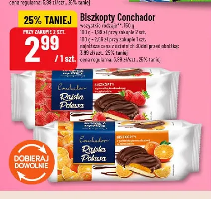Biszkopty Conchador Rajska Pokusa z galaretką pomarańczową promocja w POLOmarket