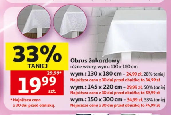 Obrus żakardowy wym. 150x300cm promocja w Auchan