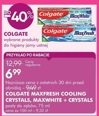 Pasta do zębów Colgate Maxfresh Cooling Crystals, Maxwhite + Crystals promocja w Super-Pharm