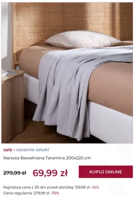 Narzuta bawełniana home&you Taromina 200x220 cm promocja w home&you