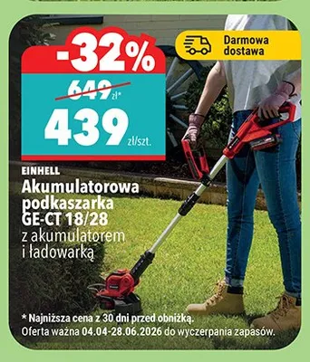 Akumulatorowa podkaszarka GE-CT 18/28 z akumulatorem i ładowarką promocja w Biedronka