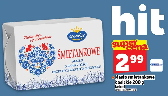 Masło śmietankowe Łosickie promocja w TOPAZ