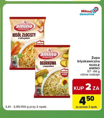 Zupa błyskawiczna Nudle Ogórkowa Amino promocja w Carrefour Express