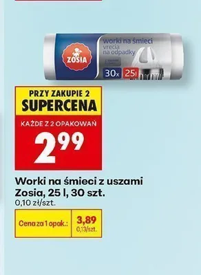 Worki na śmieci z uszami Zosia 25 l promocja w Biedronka