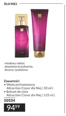 Zestaw woda perfumowana Attraction Closer dla Niej + balsam do ciała Attraction Closer dla promocja w AVON