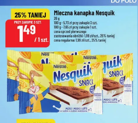 Mleczna kanapka Nesquik Snack promocja w POLOmarket