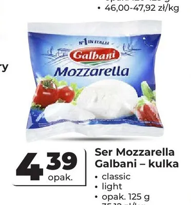 Ser Mozzarella Galbani kulka light promocja w Odido