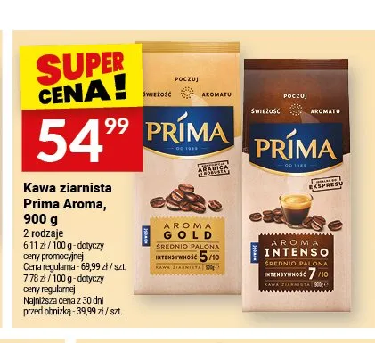Kawa ziarnista Prima Aroma Gold 900g promocja w Twój Market
