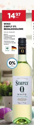 Wino Simply 0% bezalkoholowe białe półwytrawne promocja w Stokrotka