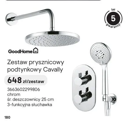 Zestaw prysznicowy podtynkowy GoodHome Cavally chrom promocja w Castorama