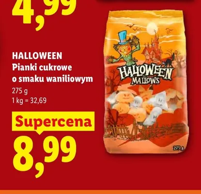 Pianki cukrowe o smaku waniliowym Halloween promocja w Lidl