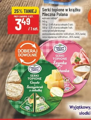 Serki topione w krążku gouda + szczypiorek z cebulką Mleczna Polana promocja w POLOmarket