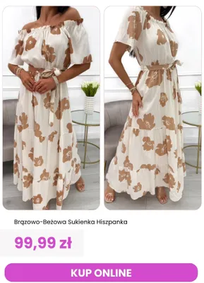 Sukienka hiszpanka brązowo-beżowa ModnaKiecka.pl promocja w Modna Kiecka