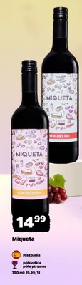 Wino czerwone Miqueta Semi-Sweet Red hiszpańskie półsłodkie promocja w Netto