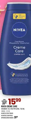 NIVEA CREME CARE kremowy żel pod prysznic 750 ml promocja w Drogerie Natura