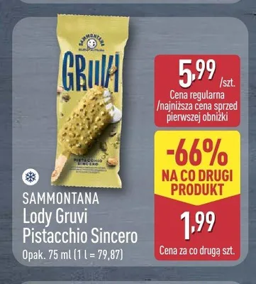 Lody Gruvi Pistacchio Sincero Sammontana promocja w Aldi