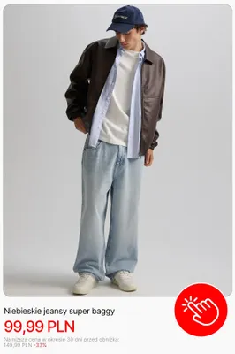 Niebieskie jeansy super baggy Cropp promocja w Cropp