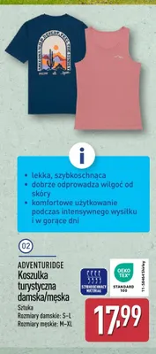 Koszulka turystyczna męska ADVENTURIDGE promocja w Aldi