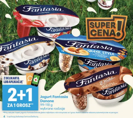 Jogurt Fantasia Greek Style Danone promocja w Delikatesy Centrum