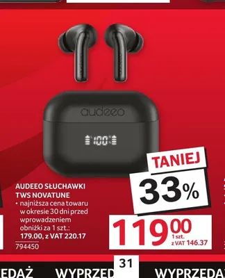 Słuchawki AUDEEO TWS Novatune promocja w Selgros