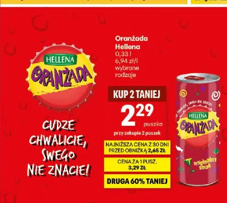 Oranżada Hellena promocja w Delikatesy Centrum