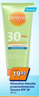 Mineralne mleczko przeciwsłoneczne Zenova SPF 30 promocja w Action