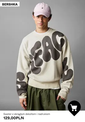 Sweter z okrągłym dekoltem i nadrukiem Bershka promocja w Bershka