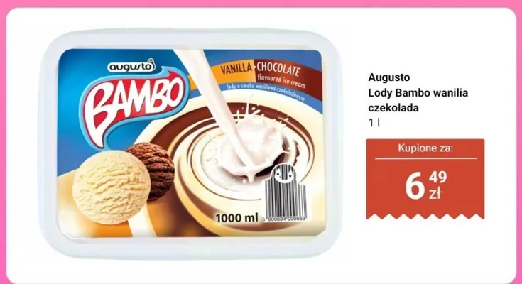Lody Bambo wanilia czekolada Augusto promocja w Dino