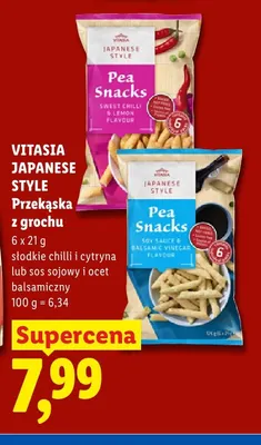 Przekąska z grochu 6-pak sos sojowy i ocet balsamiczny Vitasia Japanese Style promocja w Lidl
