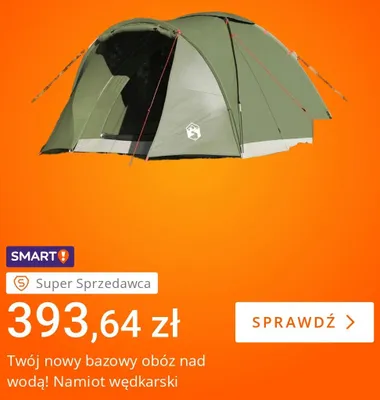 Namiot wędkarski promocja w Allegro