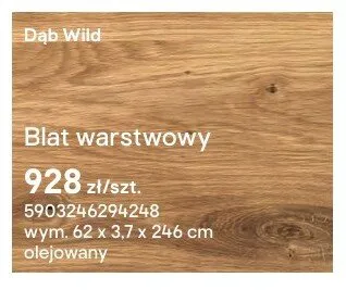 Blat warstwowy Dąb Wild olejowany 62x3,7x246cm promocja w Castorama