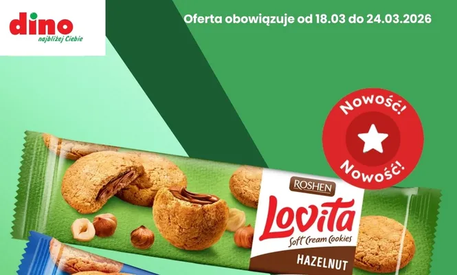 Ciastka z nadzieniem Lovita Soft Cream Cookies Hazelnut promocja w Dino