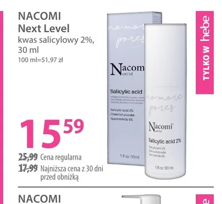 Next Level kwas salicylowy 2% Nacomi promocja w Hebe