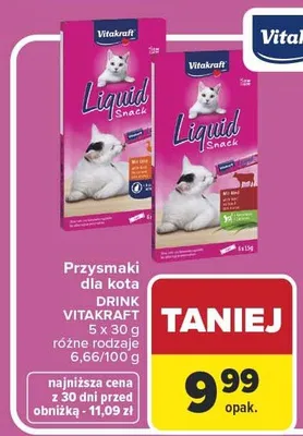 Przysmaki dla kota Vitakraft Liquid Snack 5 x 30 g różne rodzaje promocja w Carrefour