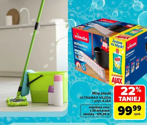 Zestaw mop płaski Vileda Ultramax + płyn Ajax promocja w Carrefour
