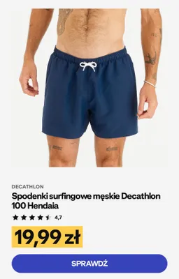 Spodenki surfingowe męskie Decathlon 100 Hendaia promocja w Decathlon