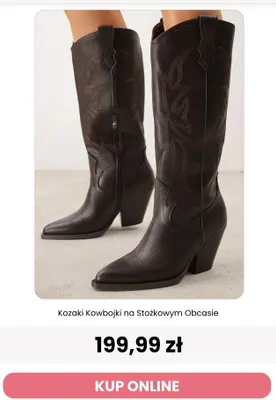 Kozaki kowbojki na stożkowym obcasie Renee promocja w Renee