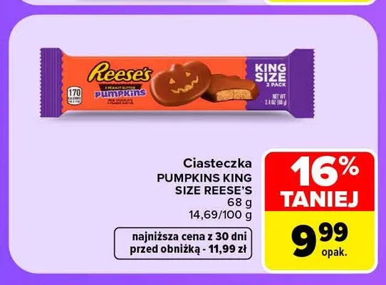 Ciasteczka Pumpkins King Size Reese's promocja w Carrefour