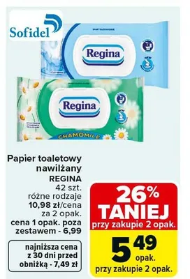 Papier toaletowy nawilżany różne rodzaje promocja w Carrefour