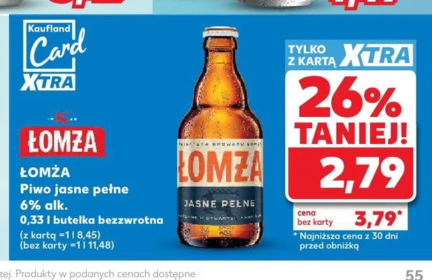 Piwo Łomża Jasne Pełne promocja w Kaufland