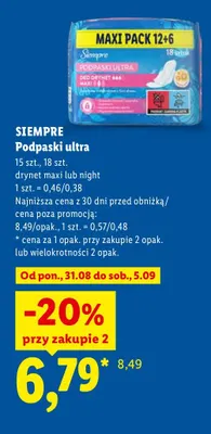 Podpaski ultra night Siempre promocja w Lidl