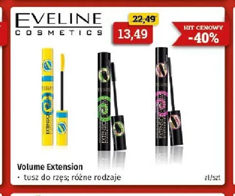 Tusz do rzęs Eveline Cosmetics Extension Volume promocja w Drogeria Kosmyk