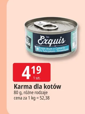 Karma dla kotów Les Exquis z tuńczykiem i krewetkami promocja w Leclerc