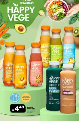 Smoothie Jabłko Gruszka Jarmuż Kiwi Cytryna Mięta Happy Vege promocja w Netto
