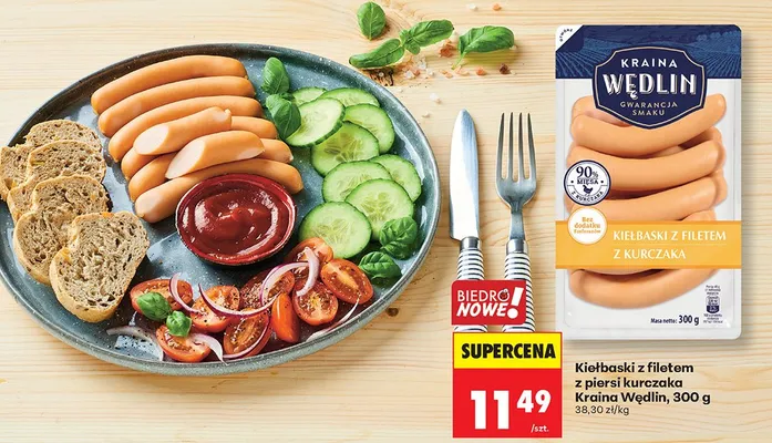Kiełbaski z filetem z piersi kurczaka promocja w Biedronka