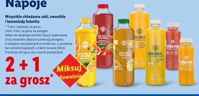 Chłodzone soki, smoothie i lemoniady Solevita promocja w Lidl