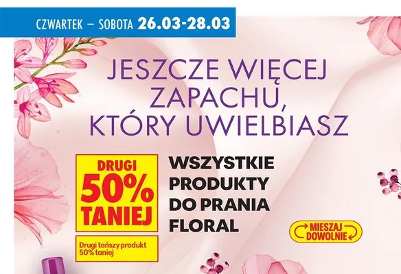 Wszystkie produkty do prania z linii Floral DRUGI -50% promocja w Biedronka