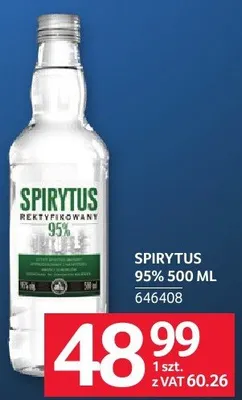 Wódka Spirytus 95% 500ml promocja w Selgros