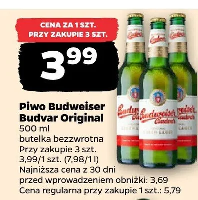 Piwo Budvar Original bezwrotna butelka promocja w Netto